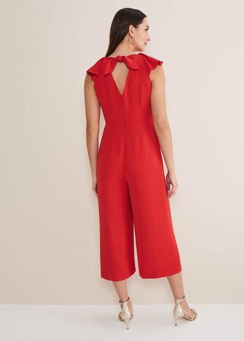 Phase Eight Nicky Ruffle Jumpsuit Red Canada | EHWZLM-203